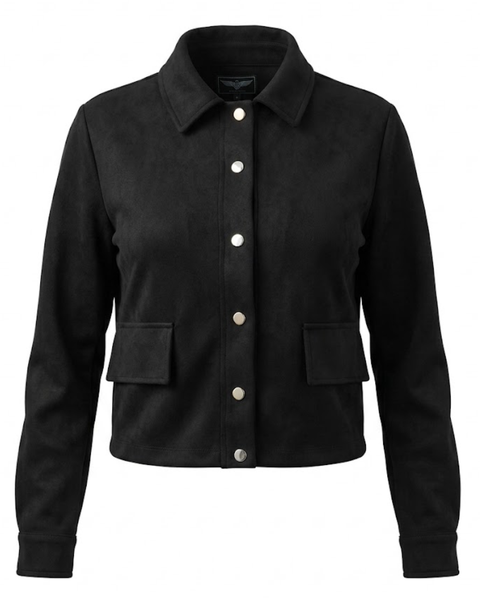 Chamarra de Dama Boy London  Negra Cropped Botones