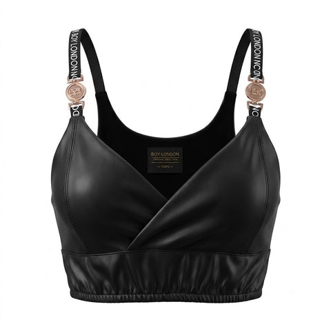 Crop Top Vinipiel Boy London Mujer Negro Cruzado