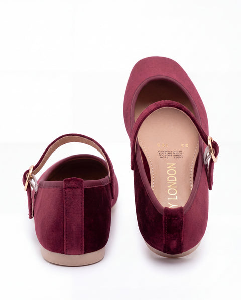 Zapatos Mary Jane Vino Mujer Boy London Terciopelo