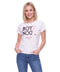 Playera Blanca de Mujer Boy London Letras Glitter