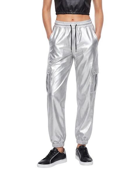 Jogger Cargo Boy London Mujer Plateado Metálico