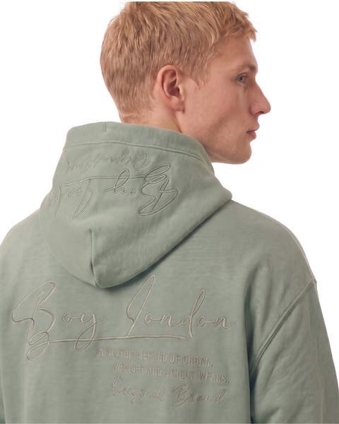 Sudadera Hoodie Oversize Boy London Verde Salvia Bordado hombre