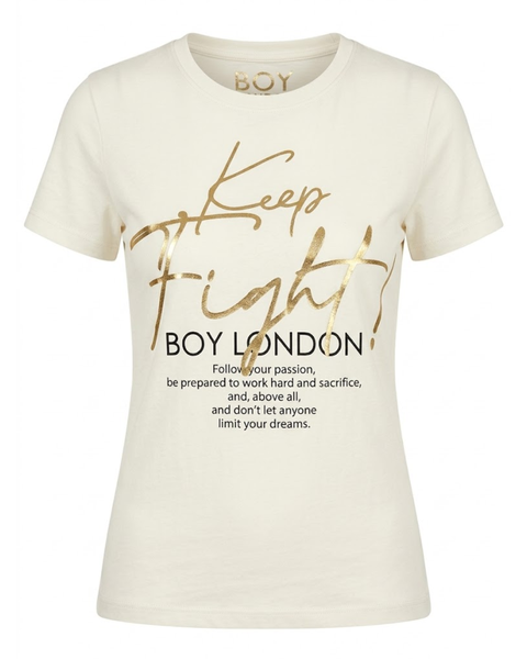 Playera Boy London Mujer beige Dorado